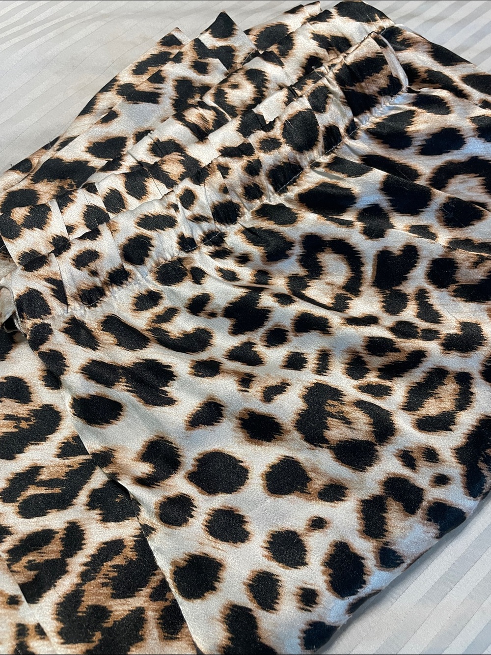 Victoria's Secret Leopard Print Satin Pajama Set- Black, Brown & Cream